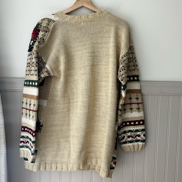 Vintage Chunky Christmas Studio Works Small Beige Knit Sweater - Picture 5 of 5